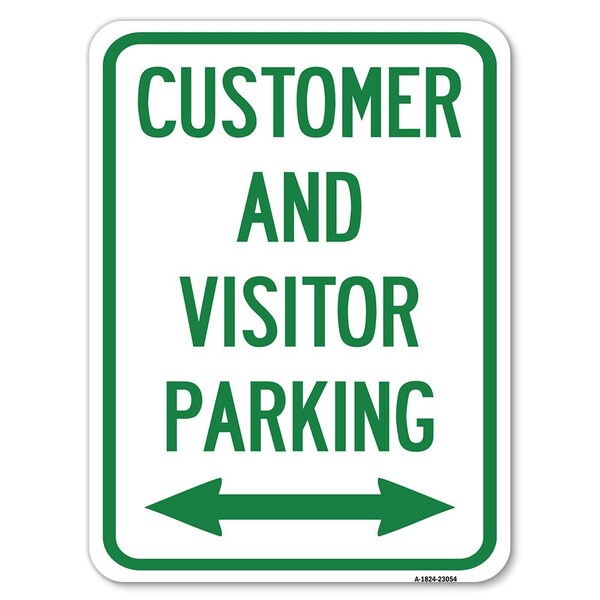 Reserved Parking Customer & Visitor Parking Heavy-Gauge Alum Parking Sign, 18" x 24", A-1824-23054